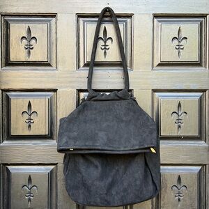 Anthropologie black suede convertible backpack tote